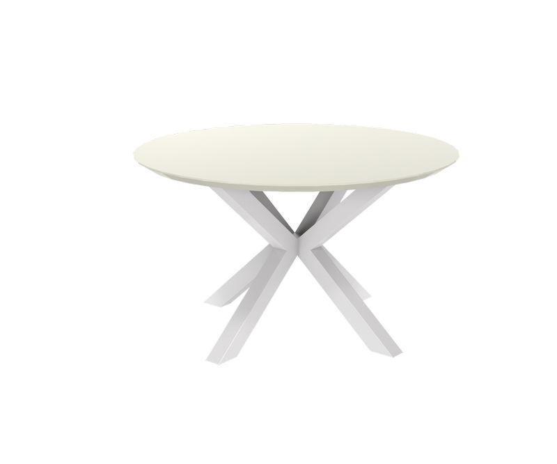 Table de repas ronde Stockholm en céramique - Blanc / Chrome - Diamètre 1200 x H750 mm