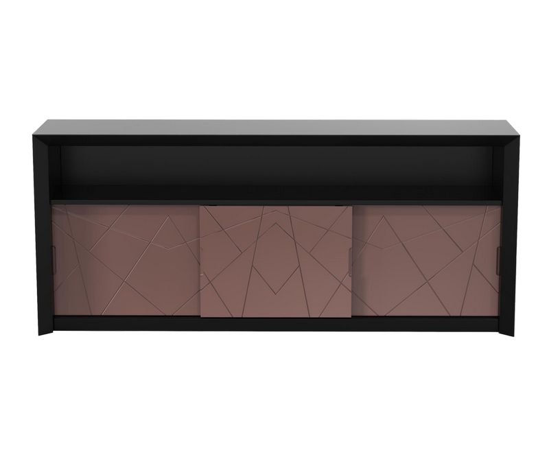 Console bar Stockholm à 3 portes - Gris clair / Noir - L1800 x P500 x H814 mm