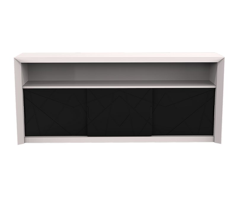Console bar Stockholm à 3 portes - Blanc / Chêne - L1800 x P500 x H814 mm